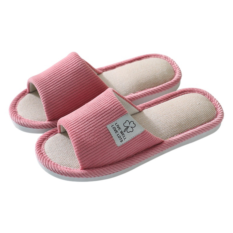 Linen Slippers Women's Summer Indoor Couple Home Non-Slip Linen Slippers Household Home Four Seasons Slippers Men's Summer