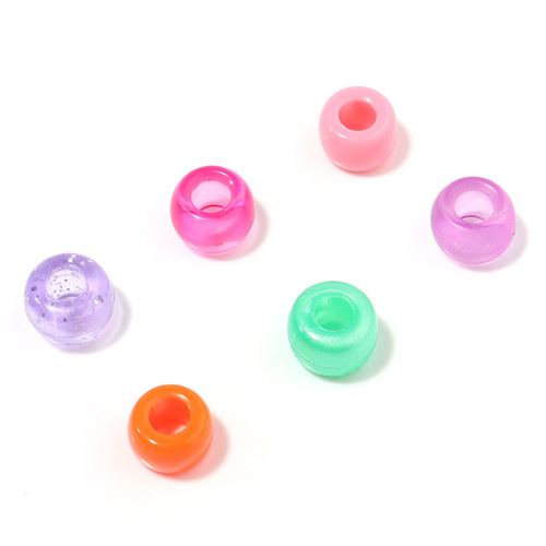 100 beads/pack large hole colorful onion powder transparent matte bucket pony plastic pony dirty braid hair bead