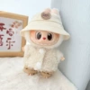 White cat logo fisherman hat + white double button ring shirt two-piece set