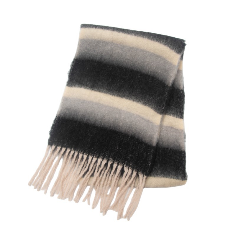 770g Weight Scarf Classification Daily Occasion Polyester Material Stripe Pattern Autumn&Winter Season Women's Gender Tassel Design Casual, Simple Style Style Women's Casual Simple Style Stripe Polyester Tassel Scarf 16