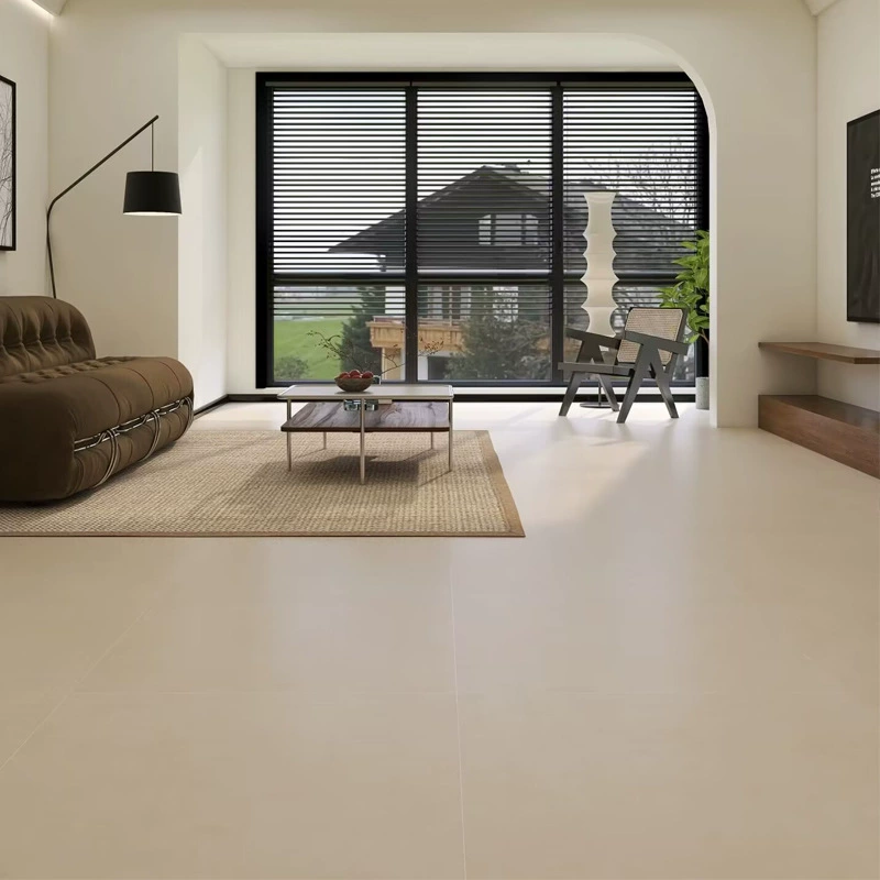 Напольная плитка матовая 0-глазурованная кремовая напольная плитка для гостиной, 7 плиток текстура кожи мягкий свет, Гуандун Фошань 50x150.