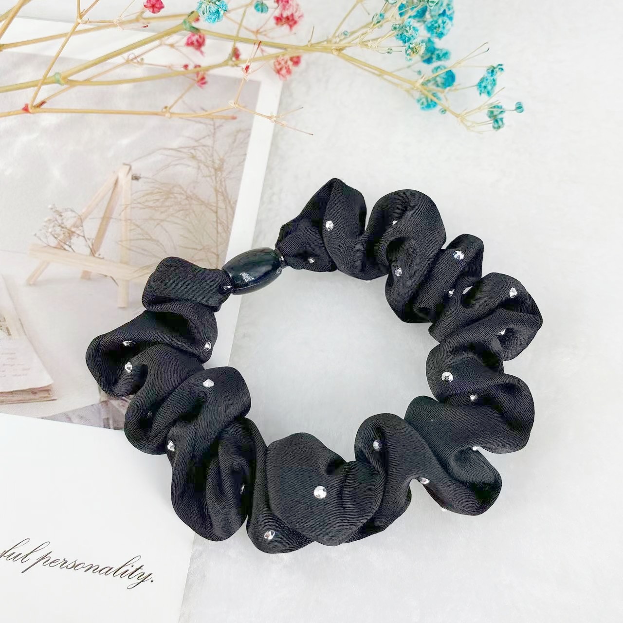 브라이트 다이아몬드 패브릭 머리끈(블랙)