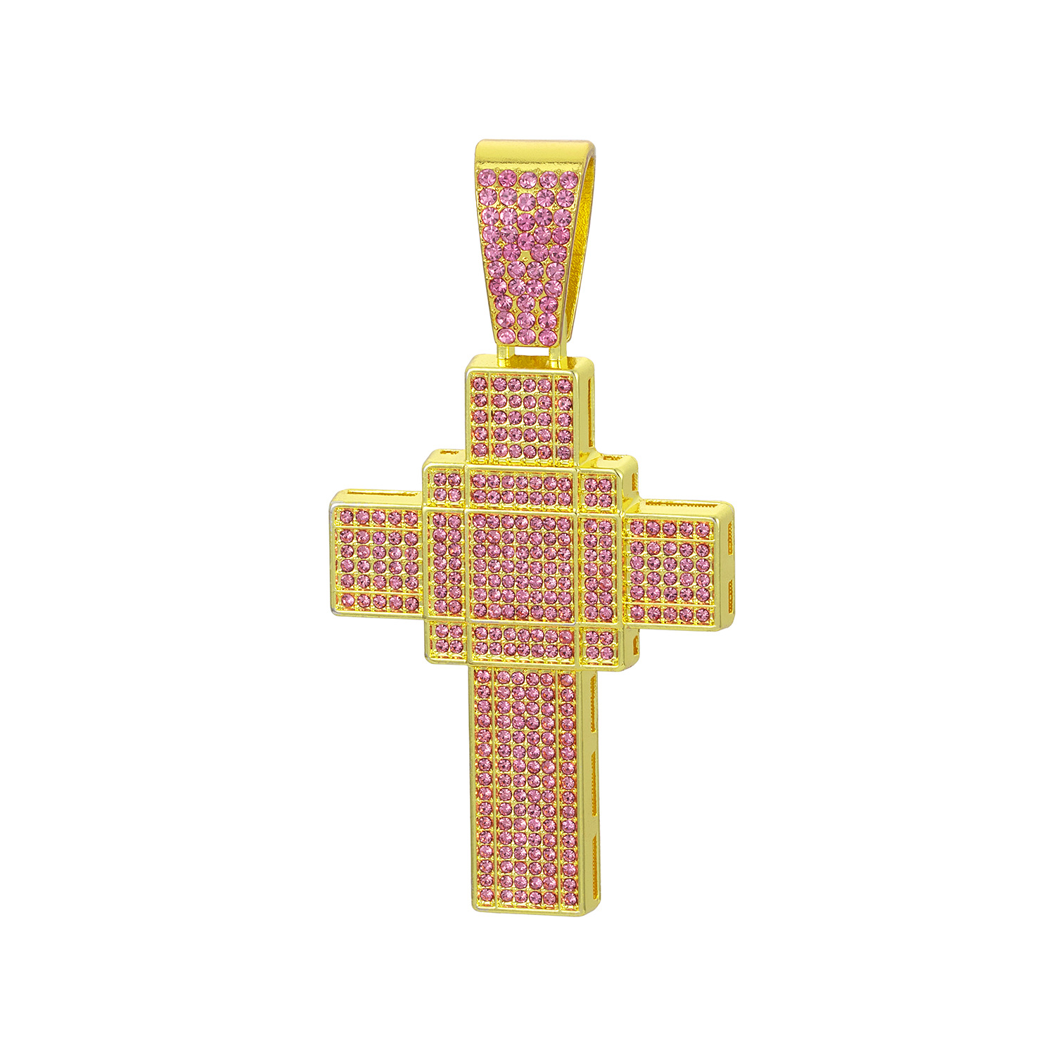 Collana con croce tridimensionale rosa oversize da donna_voghion.com