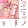 Pink—long cup spoon rabbit paper candy box-19.5x19.5x9cm
