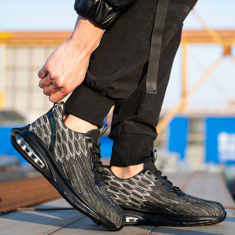 Zapatos de protección laboral transfronterizos, anti-golpe, anti-perforación, zapatos de trabajo para hombres, zapatos de seguridad con almohadilla de aire