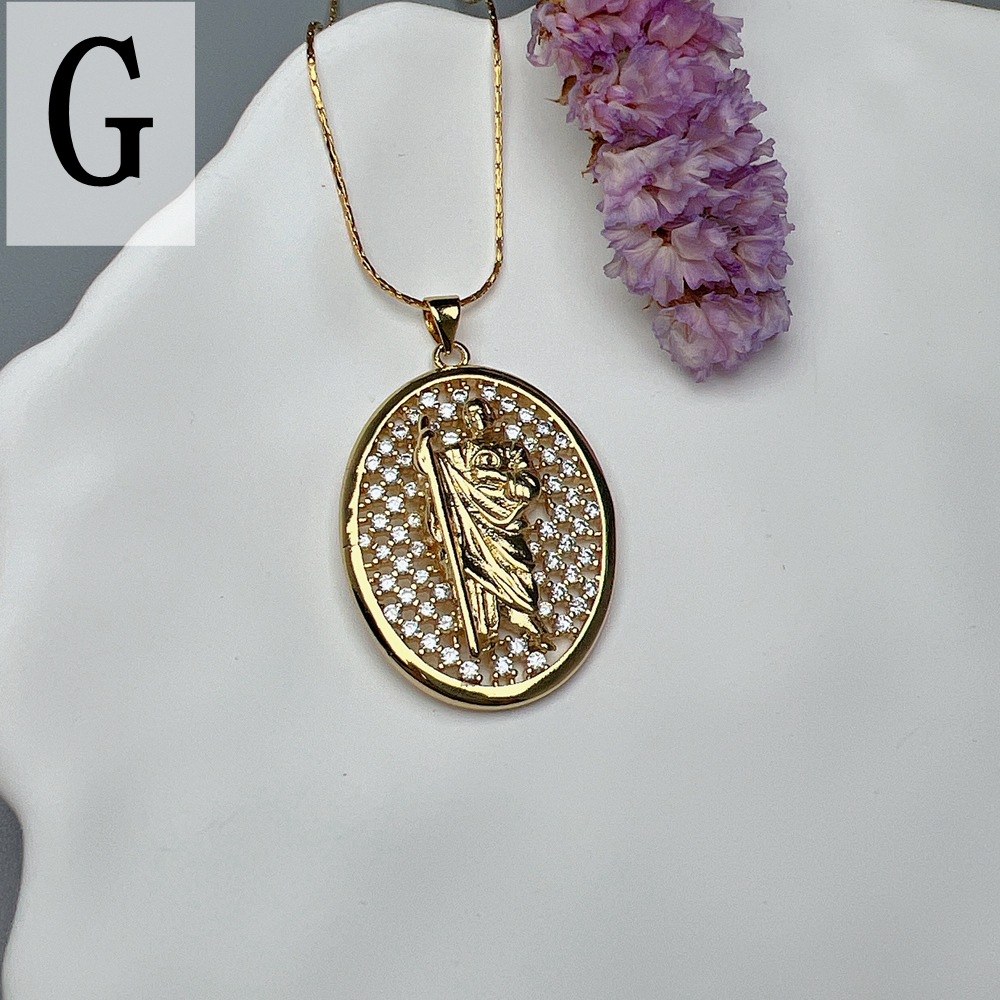 Vintage Style Human Copper Zircon Pendant Necklace In Bulk display picture 9