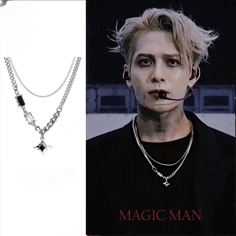 Mangxing Double-Layer Necklace Hip-Hop Design Niche Personality Accessories High-End Chinese Valentine's Day Clavicle Chain for Boys and Girls