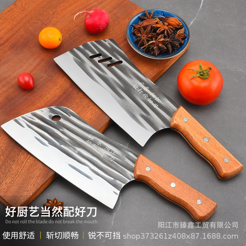 Кованый кухонный нож Янцзян, уличный/бытовой кухонный нож для рубки и нарезки, универсальный острый разделочный нож