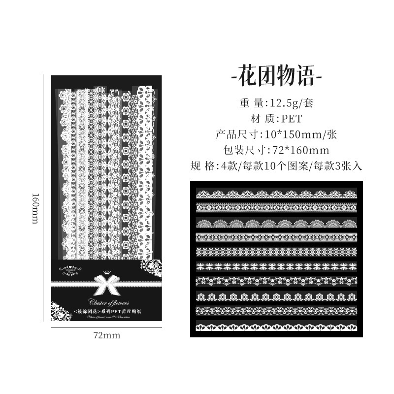 Vintage Alice Wonderland encaje hueco de papel diario encaje base papel diario pegatinas ins estilo material