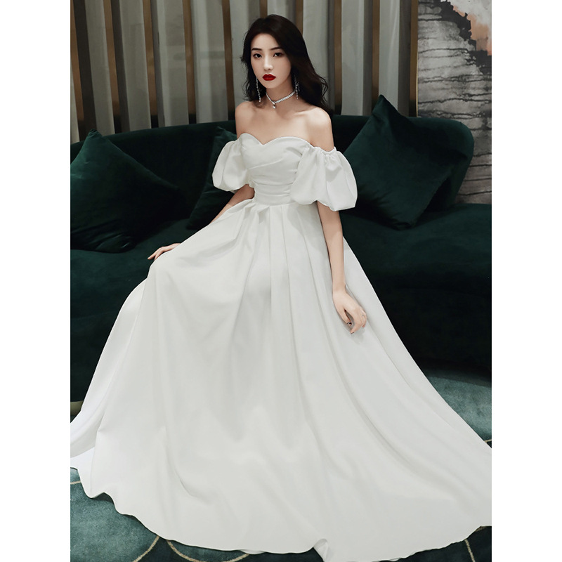 Vestido blanco para mujer 2024 nuevo banquete elegante Socialite vestido largo fiesta fuera del hombro tubo superior vestido de noche