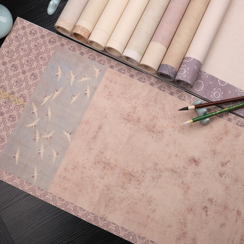 Batik Giclee Rice Paper Half-cooked Calligraphy Paper Calligraphy Works Paper Retro Strip Screen Brush Calligraphy Ancient Style Creative Calligraphy