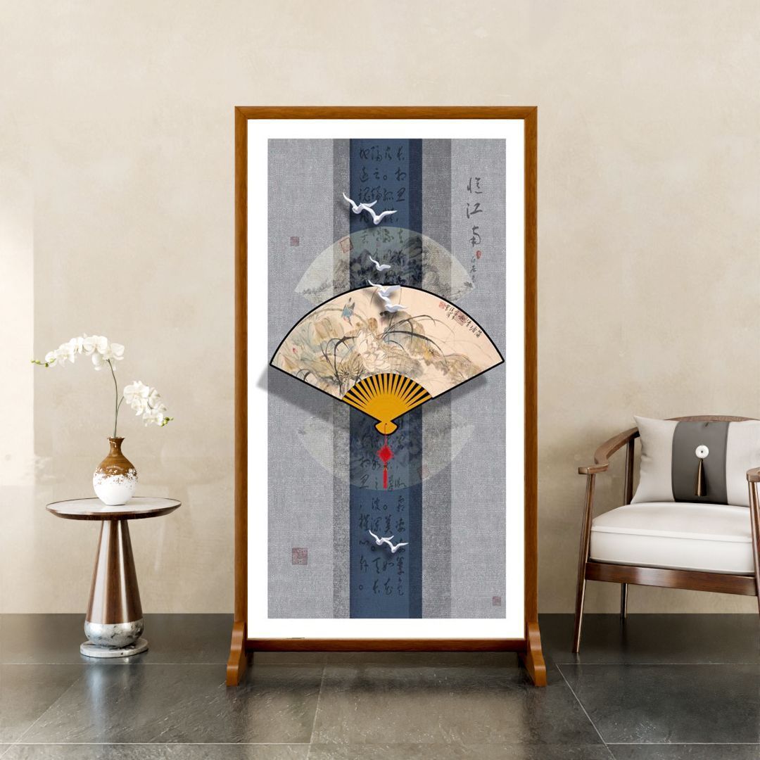 Modern Screen Partition New Chinese Style Simple Entrance Living Room Decoration Blocking Entrance Fabric Home Art Screen Screen