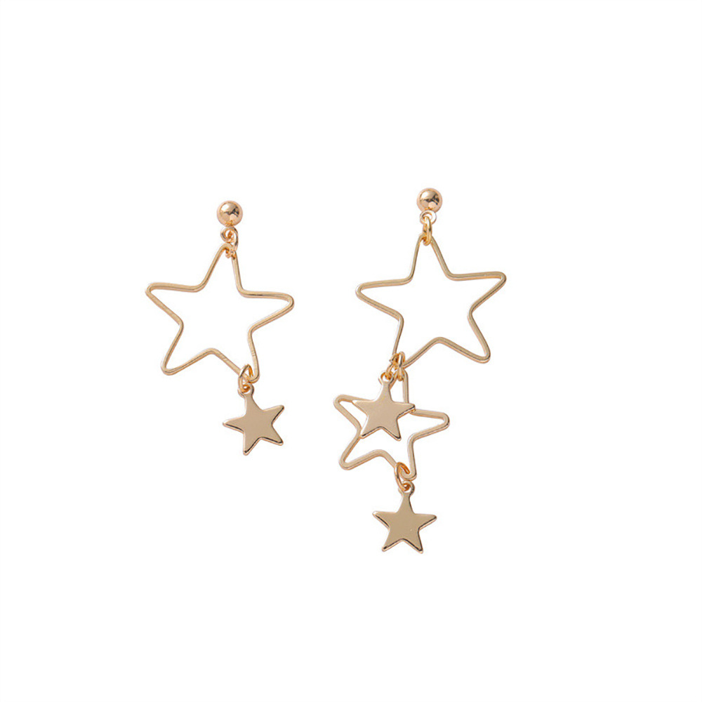 Pequeño incienso, clip de oreja de estrella de cinco puntas hueca, sin orejas, lujo ligero, pendientes de moda de alta gama, estrellas, joyería de temperamento simple