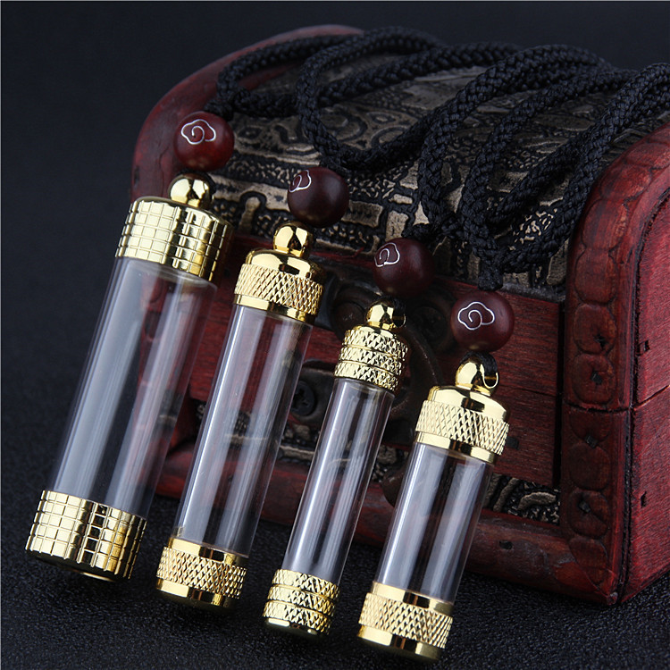 Al por mayor tubo hueco de amulet se puede abrir botella de píldora de alivio de corazón colgante botella de tesoro collar botella de camuza para hombres y mujeres