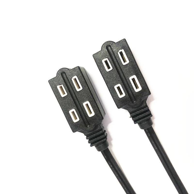 跨境热销款两芯美标极性公母对接电源线 美式带插座延长线2x18AWG