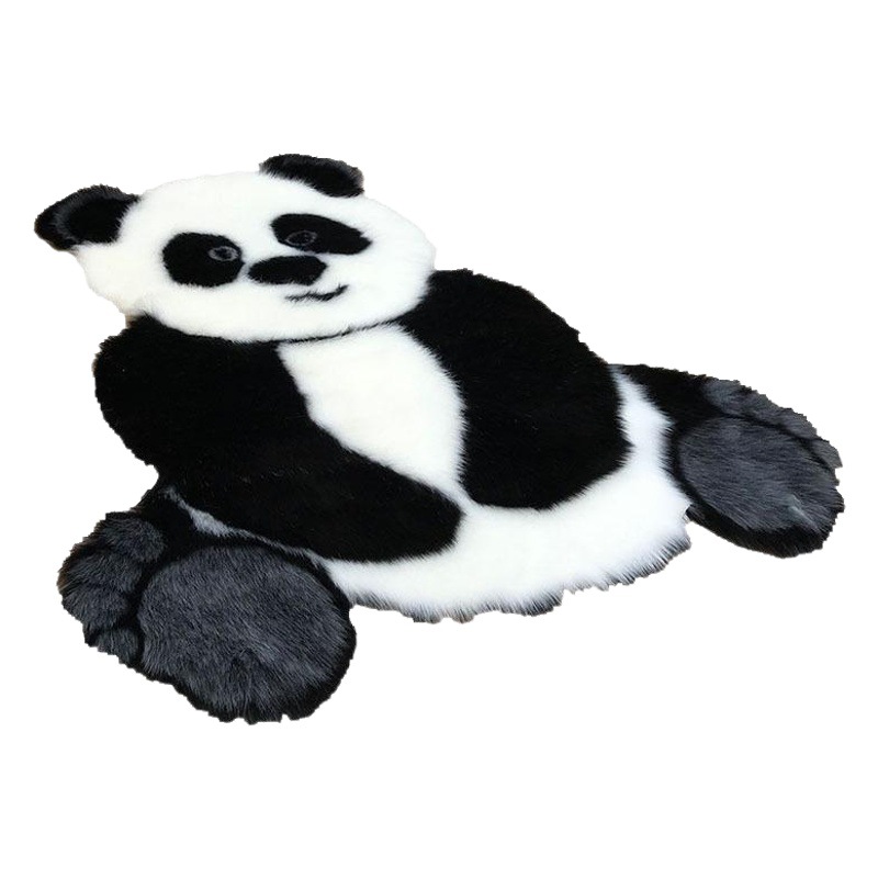 Panda rectangular imitación animal piel hogar alfombra dormitorio sala de estar estudio antideslizante espesado lavado alfombra de piso de felpa