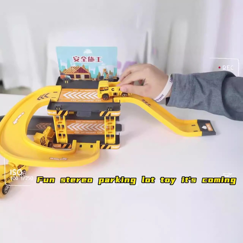 Multi-Layer Three-Dimensional Track Parking Lot, Foldable Alloy Car Sliding Track, Educational Assembly Toy for Boys