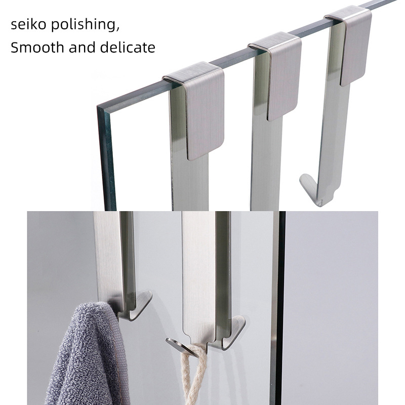 Cuarto de baño simple transfronterizo 304 gancho de acero inoxidable gancho de toalla de pantalla de vidrio de sala de baño
