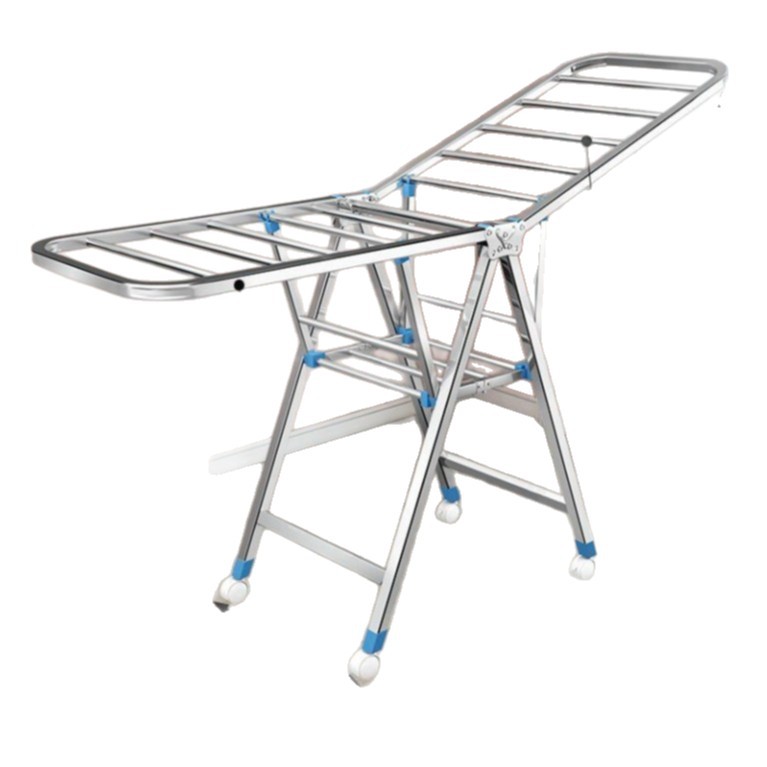 Percha de secado de balcón de ala plegable de acero inoxidable colgante de ropa barra de secado edredón toallas almacenamiento especial para dormitorio