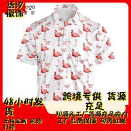 跨境专供外贸polo衫男短袖180g重磅3D火鸡图案印花上衣亚马逊代发