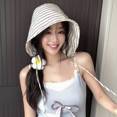 新型の夏のフランス式の大きなつばの漁師の帽子の大きい頭の周りの女性の小さい衆の縞のバケツの帽子の百合の日焼け止めの日よけの帽子
