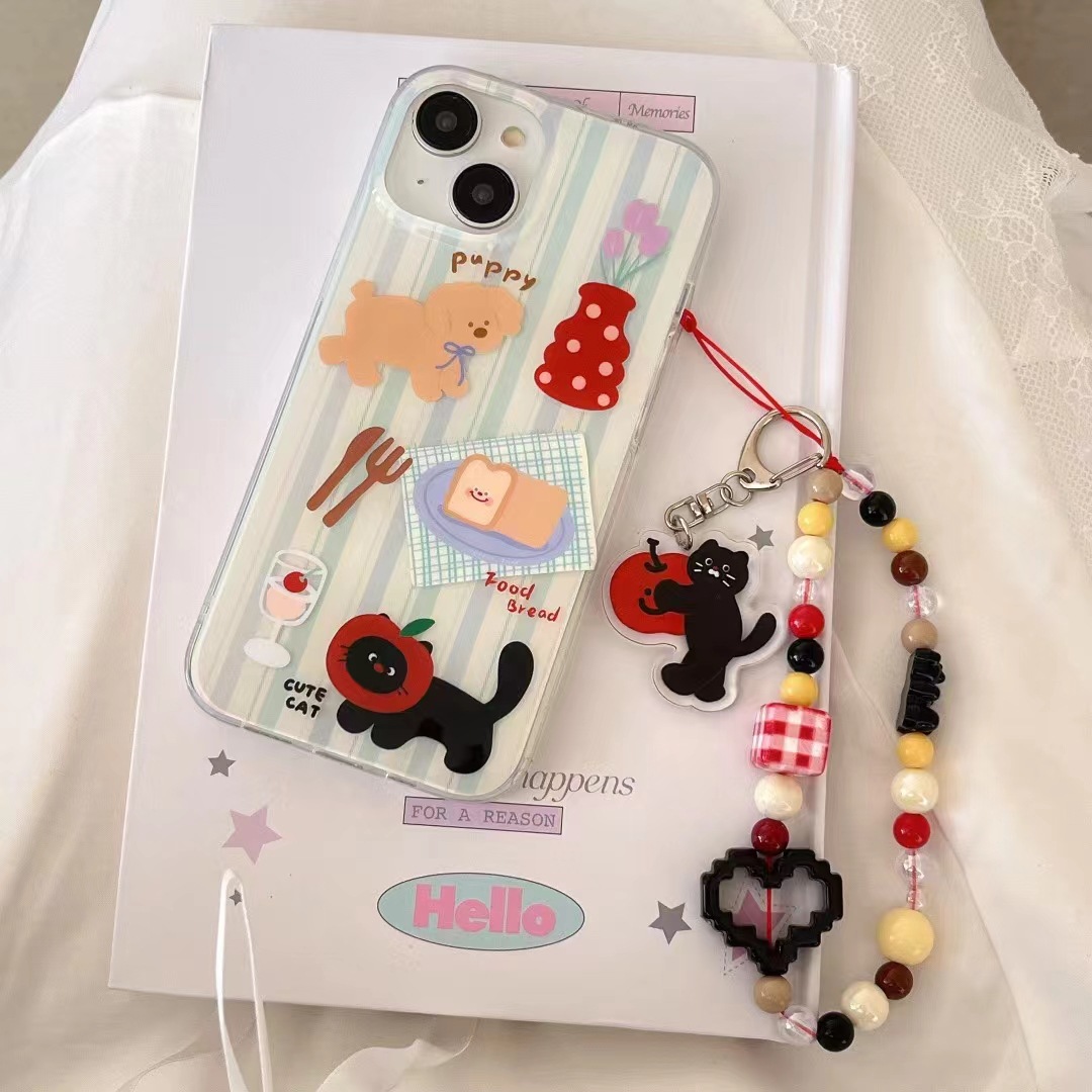 小众花瓶猫咪狗狗iphone16promax插画狗苹果15promax手机壳适用14