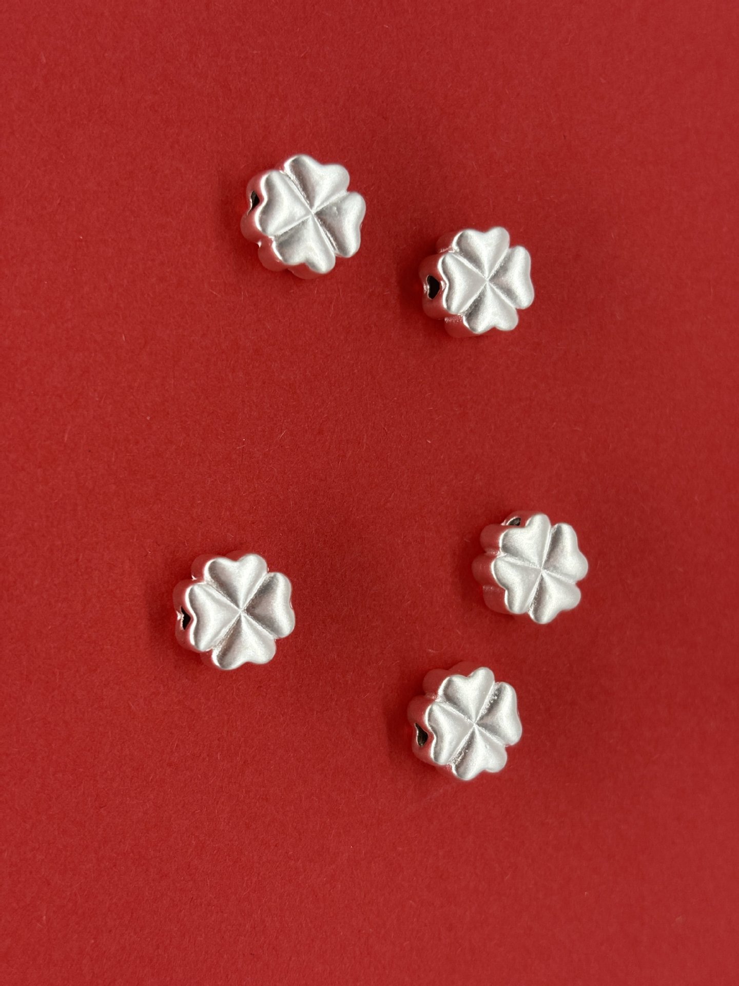 999 Pure Silver Lucky Four-Leaf Clover Beads, Versatile Pure Silver Accessories, Handmade DIY Braided Rope Accessories, Bracelet Spacer Beads