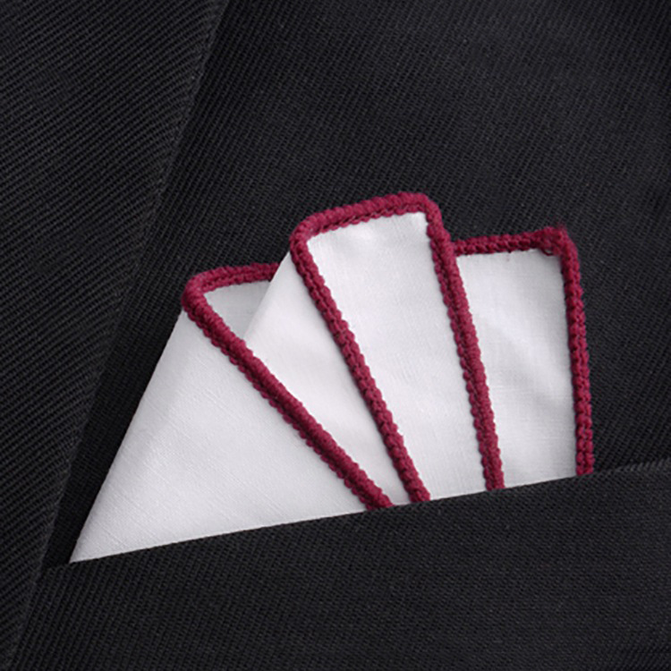 Men's White Pocket Square for Formal Suits, Evening Wear, Small Square Scarf for Dress Suits, Multi-Color Business Use