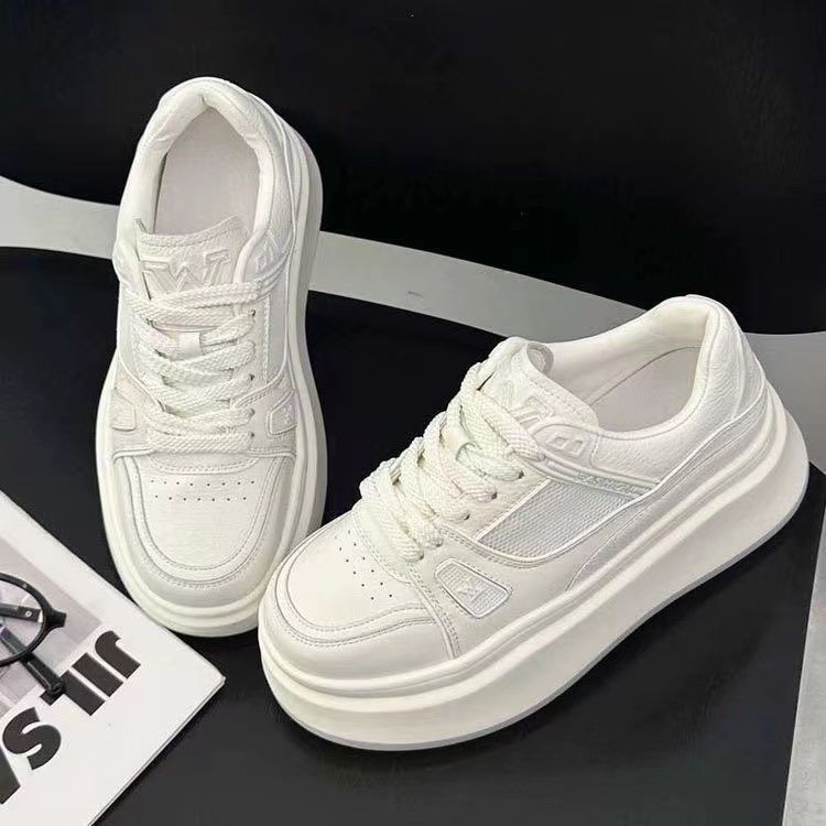 Zapatos de red, zapatos blancos para mujeres 2025, nuevos zapatos de primavera, tendencia de comercio exterior transfronterizo, zapatos altos con suela gruesa
