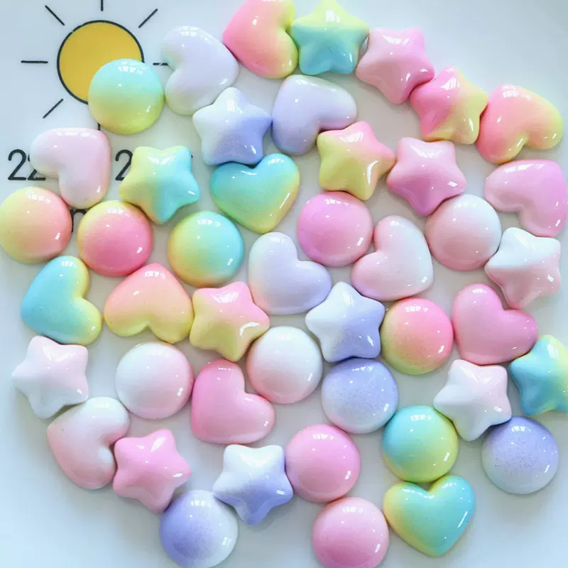 甜美渐变色爱心五角星圆点树脂配件手机壳发饰洞洞鞋奶油胶配件