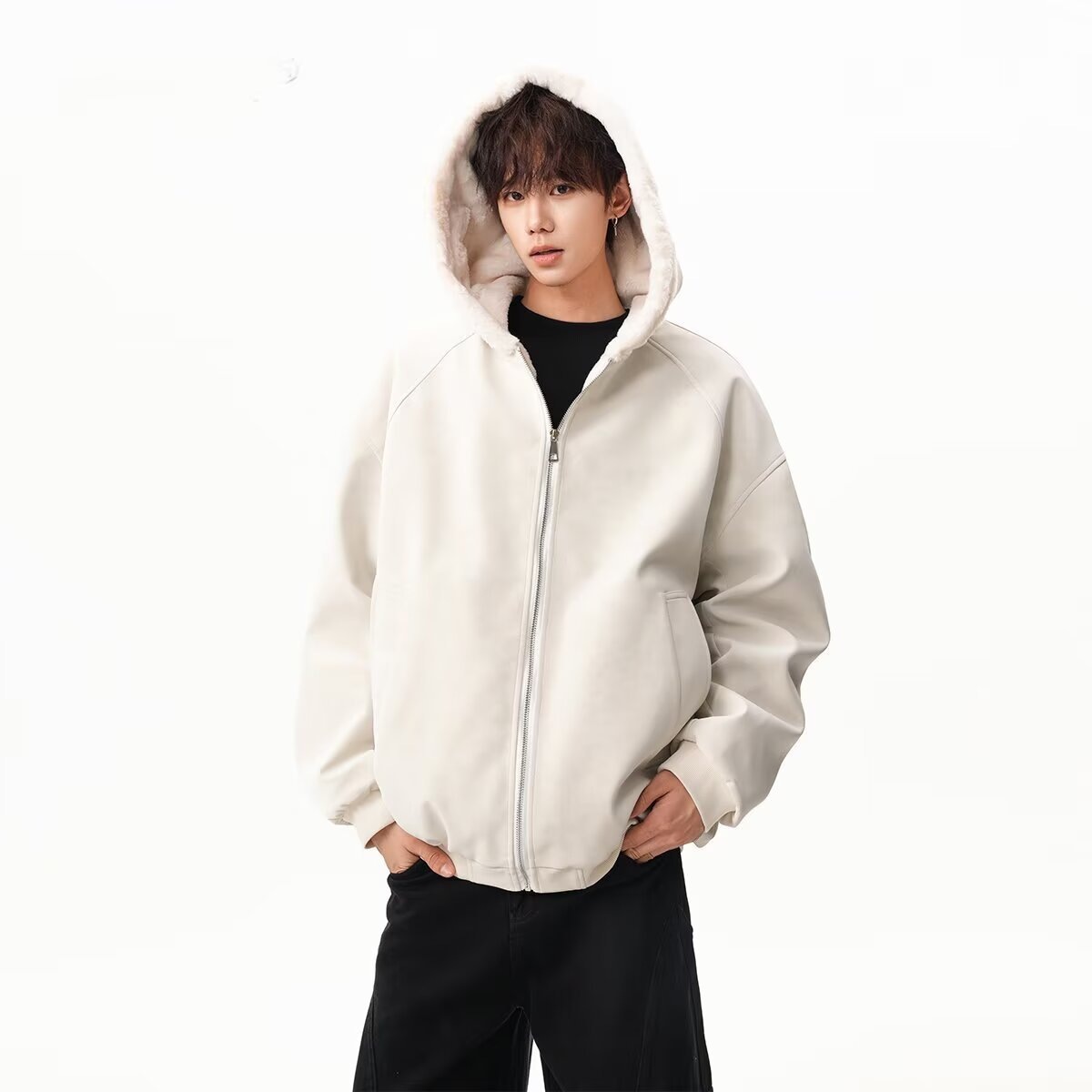 Japanese-style chic and versatile new trendy artsy relaxed cotton coat, simple and fashionable in Harajuku style, black and apricot.