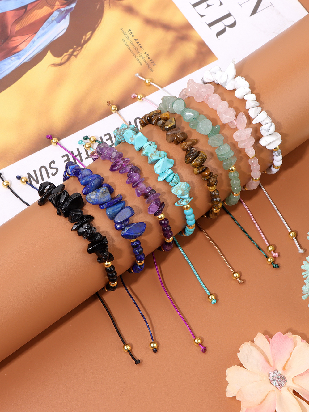 natural stone, Seed Bead, cord Material Irregular Pattern Women's Gender Beaded, Knitting Design Casual Retro Irregular Natural Stone Seed Bead Cord Wholesale Bracelets