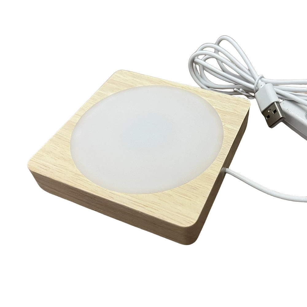Квадратная деревянная основа из натуральной древесины, держатель для LED-лампы, ночник, ручная работа