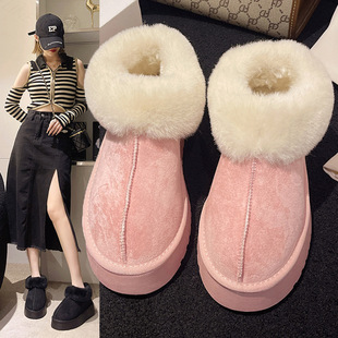 New Autumn and Winter Slip-on Snow Boots Women's Shoes Plush One Moon Cotton Shoes Fleece Thickened Cross-border Explosions