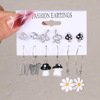 Cross -border new creative drip glaze, butterfly love flower mushroom snake earring six pairs of Earrings set