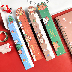 漫画クリスマス磁気定規かわいいクリスマスヘラジカソフト定規小学生描画学習測定ツール 15 センチメートル