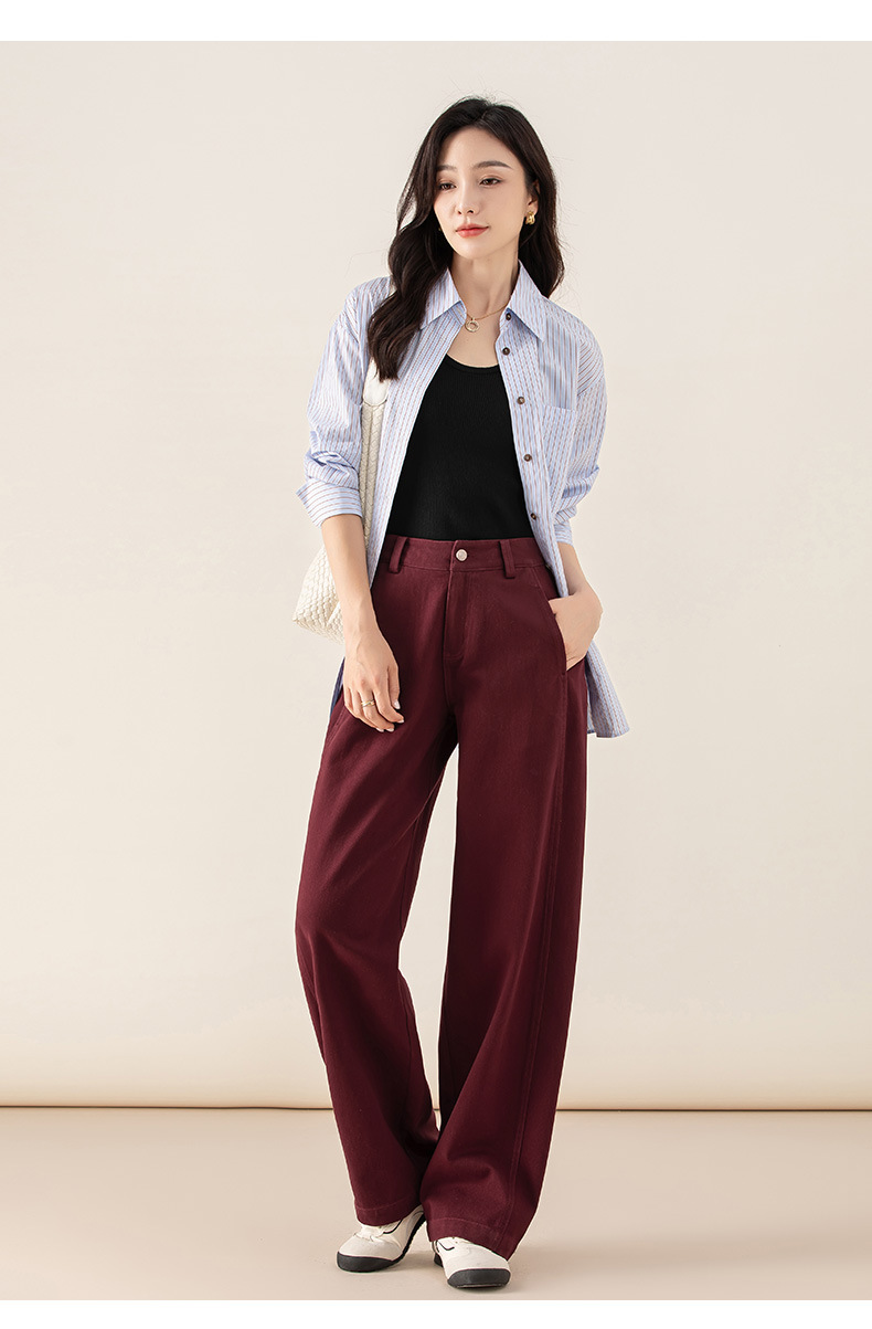 Quần jean nữ ống rộng phong cách Hong Kong chất cotton Tencel dáng rộng — Màu trắng nhạt chi tiết 29