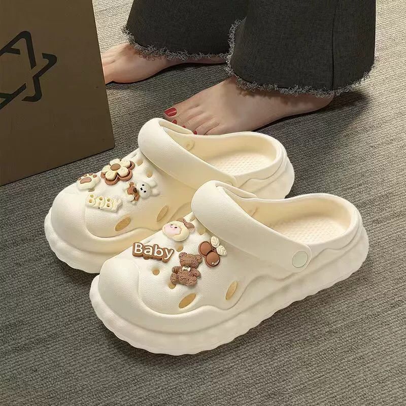 Сандалии в стиле croc женские, для DIY декора, пляжные противоскользящие закрытые, размеры 36–41