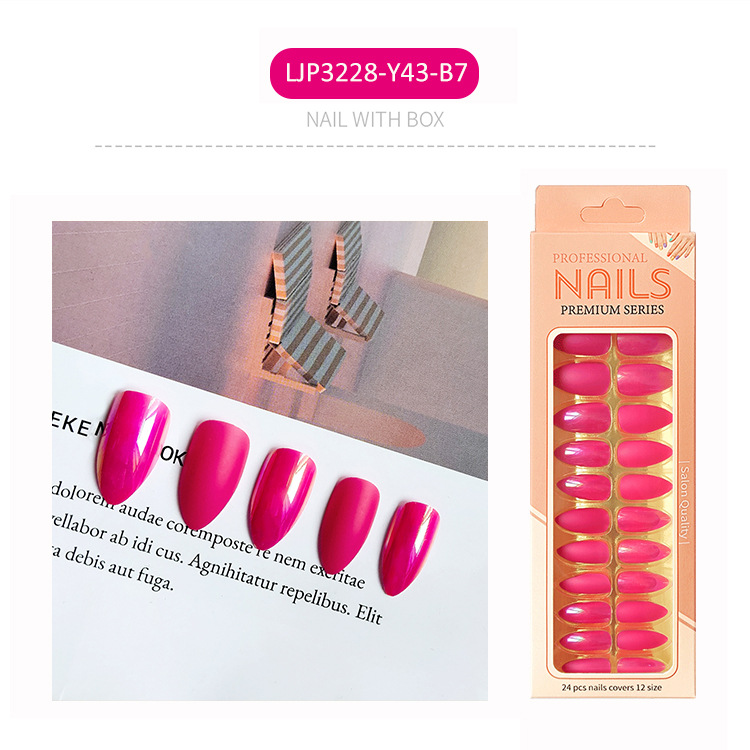 Uñas postizas iridiscentes, puntas de uñas de longitud media, uñas postizas largas en caja, puntas de uñas postizas electrochapadas.