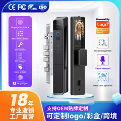 3d顔認識全自動指紋ロック家庭用13国語防犯ドアロック可視対談猫眼知能ロック