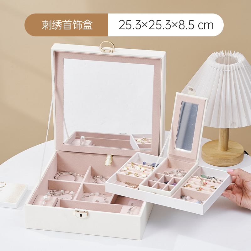 Boda cumpleaños alta sensación caja de joyería anillo de gran capacidad relojes pulseras portátiles con joyería caja de almacenamiento de bloqueo al por mayor