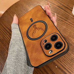 iPhone16ProMax、Apple15、鹿柄14、羊革13、フルカバー17対応の磁気吸着式スマホケース