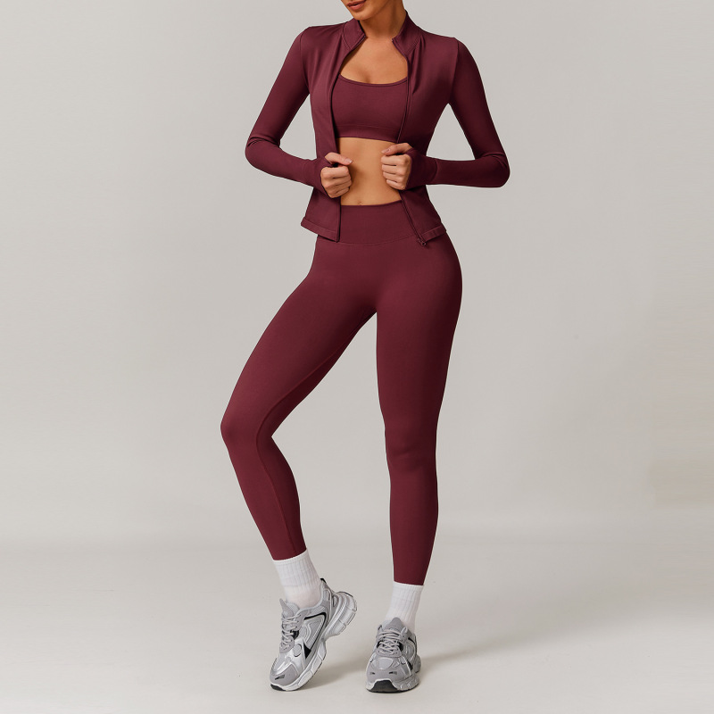 沢創欧米シームレス美背ヨガ服セットランニング速乾ガードルトレーニング服セット女性7137|undefined