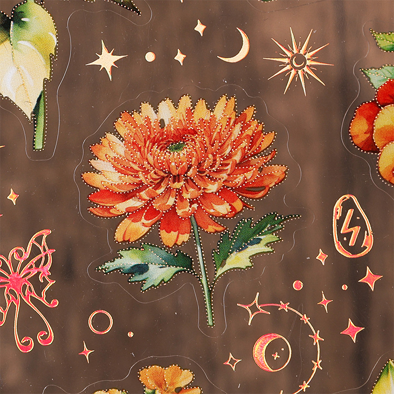 Flor de corazón transparente pegatinas impermeables para mascotas diy diario pegatinas transfronterizas retro estampado pegatinas de flores y plantas