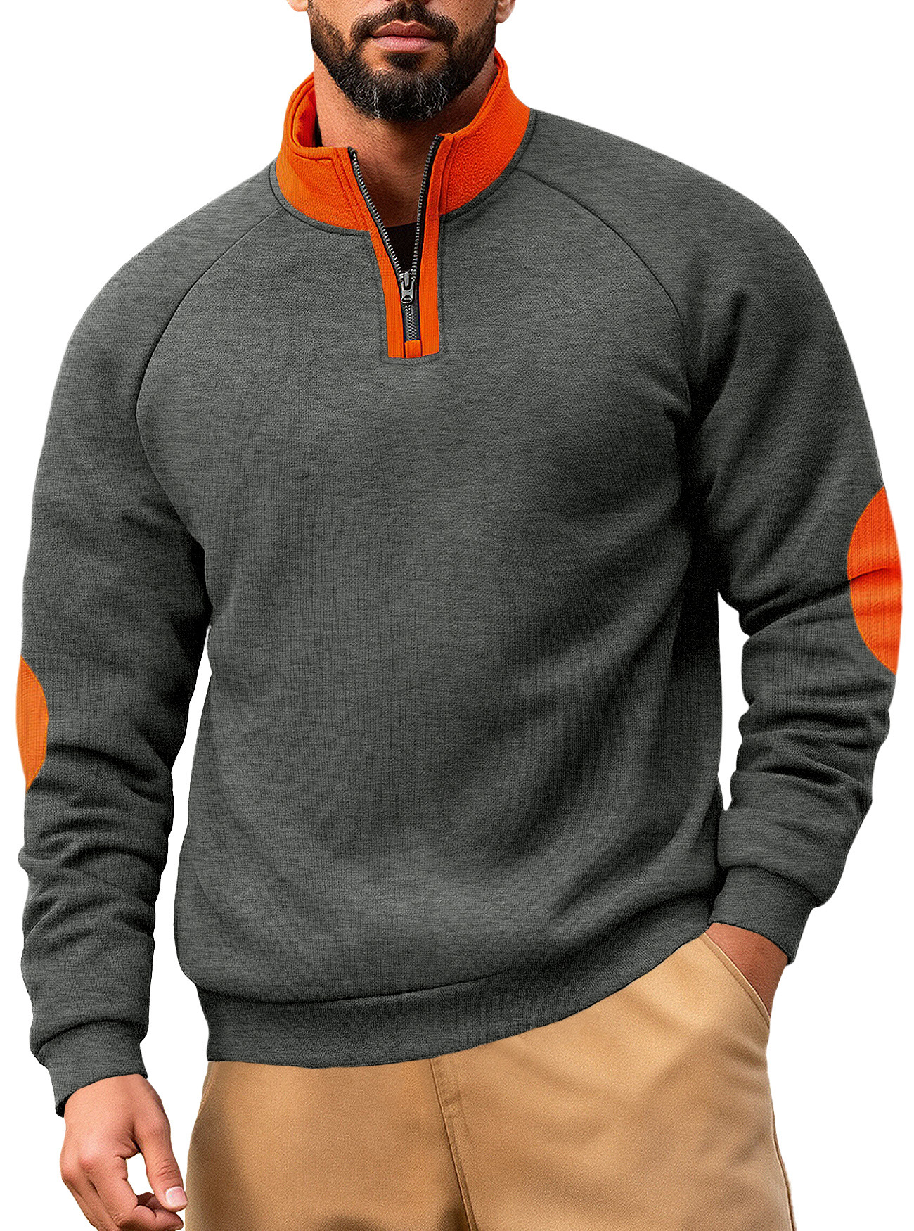 Nuevo transfronterizo de Europa y América Amazon otoño y invierno collar relajado de vello cuello vertical medio cremallera chaqueta de manga larga