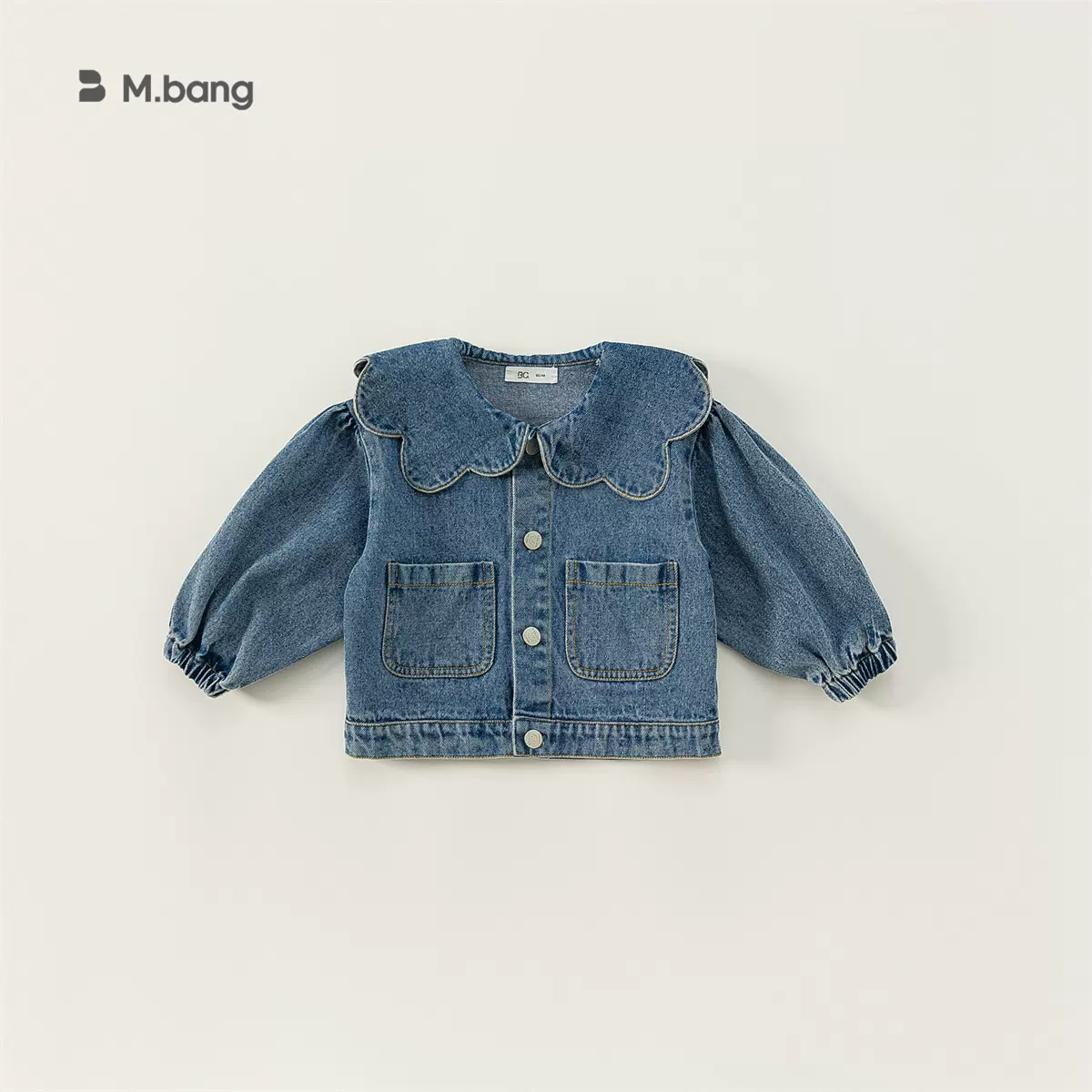 邦选秋季上衣女童甜美牛仔衣开衫宝宝韩版花边领外套新品QY82075