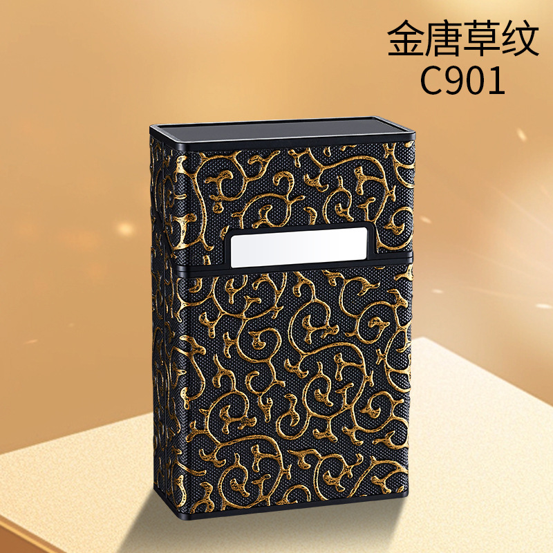 皮质充电打火机创意报批烟盒一体软硬盒装烟壳抗压防潮便携耐用|undefined