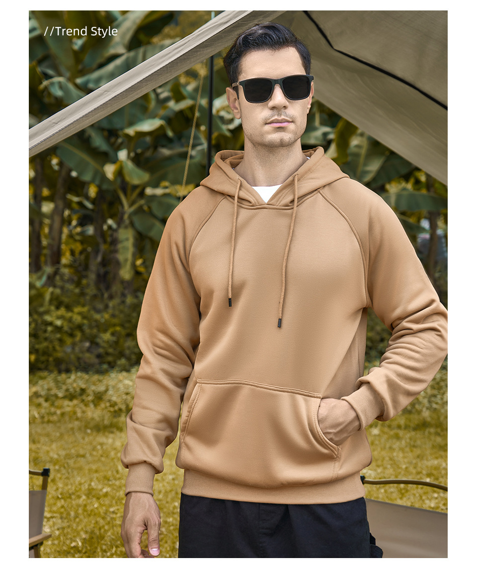 Men's Clothing new large size solid color men's pullover hooded sweatshirt men can add printing and hot stamping blank sweatshirt spot_voghion.com