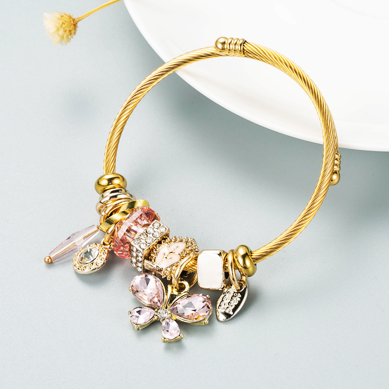 Wholesale Jewelry Fashion Alloy Rhinestone Rhinestones Glass 14K Gold Plated Plating Bracelets display picture 9