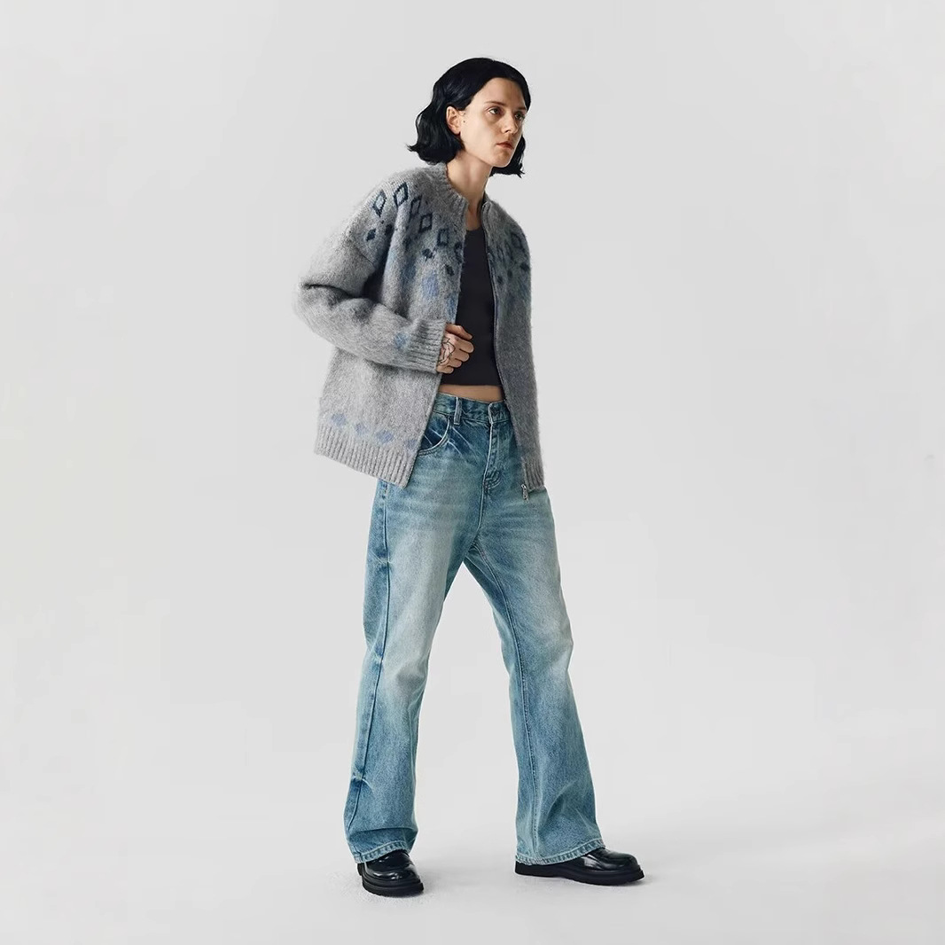 2024 otoño y invierno nuevo cardigan suéter pareja americana ropa de vestir retro casual jersey de punto abrigo de hombre